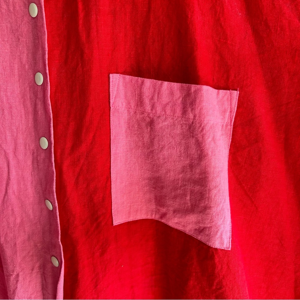 Colorblock Red and Pink Women's Shirt and Shorts Set - Picture 9 of 11